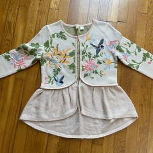 Anthropologie Moth pink embroidered sweater cardigan size XS